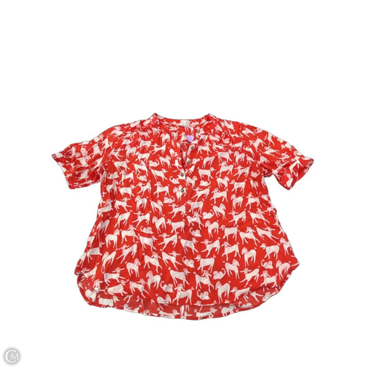 Blouse Short Sleeve By Anthropologie In Animal Print, Size: L