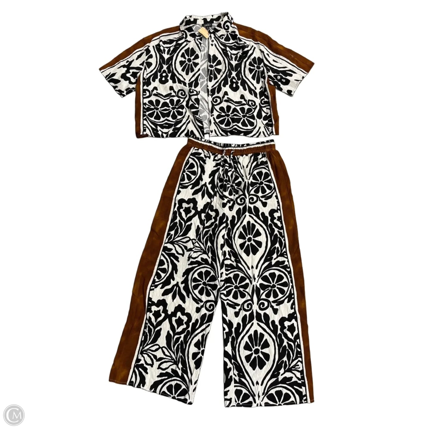 Top 2pc Short Sleeve By Gigio In Black & Brown, Size: L