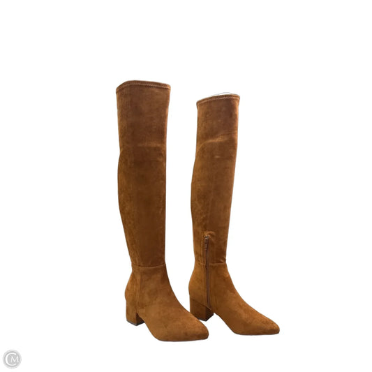 Boots Knee Heels By Clothes Mentor In Brown, Size: 5.5