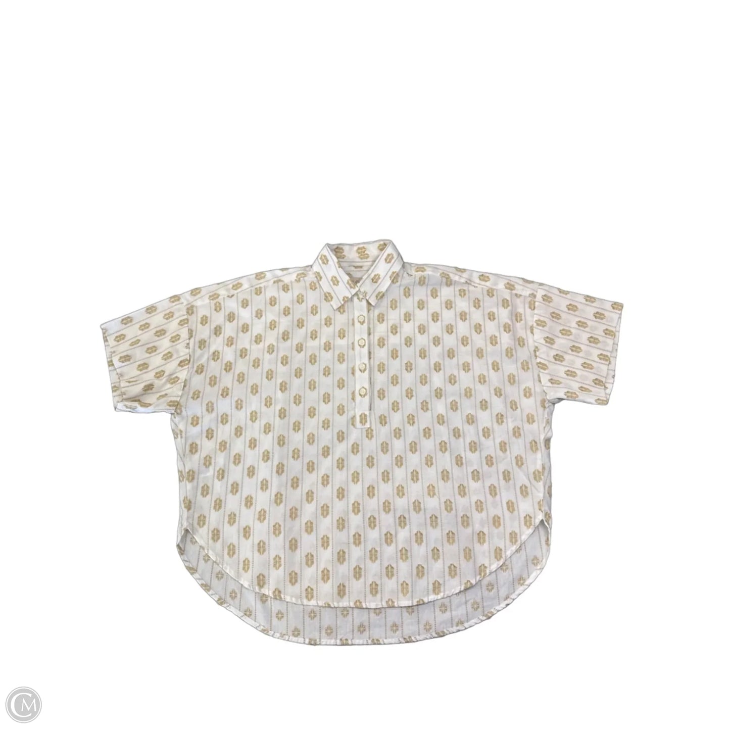 Top Short Sleeve By Loft In Tan & White, Size: Xsp