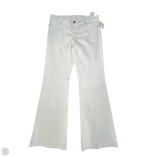 Jeans Flared By Kut In White Denim, Size: 12