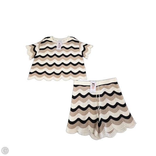 Shorts Set By Edited In Striped Pattern, Size: 1x
