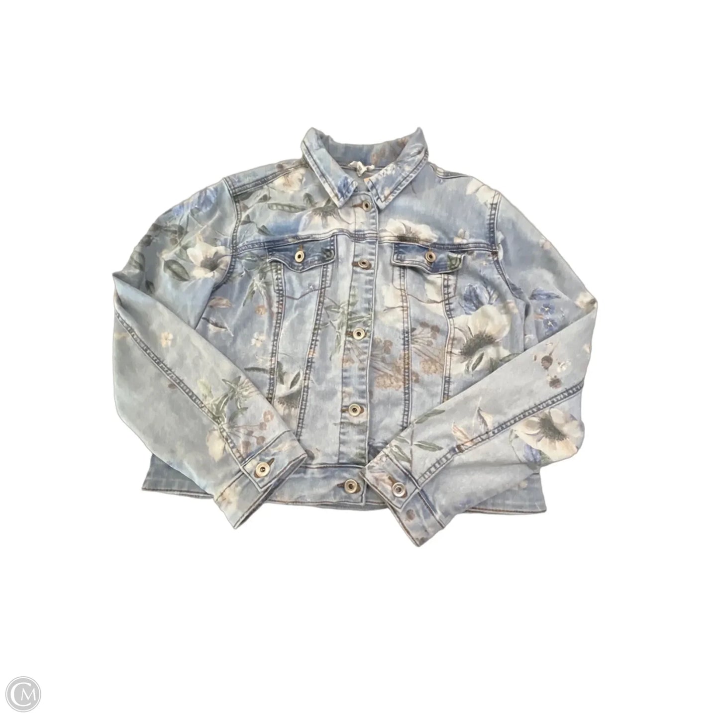 Jacket Denim By Clothes Mentor In Floral Print, Size: L