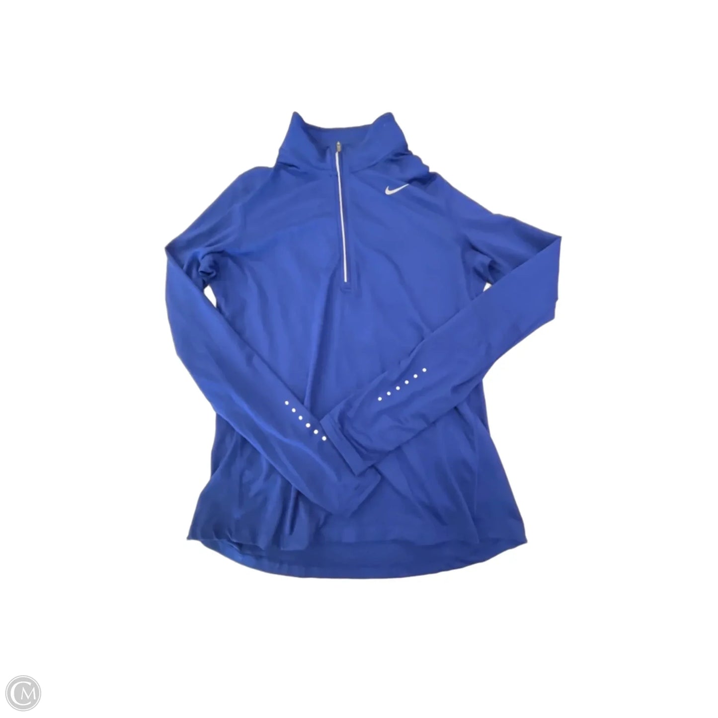 Athletic Top Long Sleeve Collar By Nike In Blue, Size: S