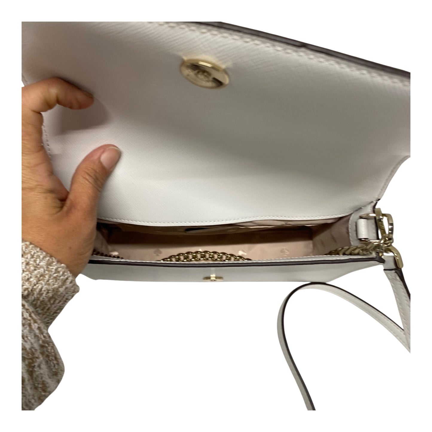 Crossbody Designer By Kate Spade In White, Size:Medium