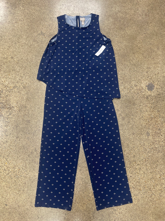 Jumpsuit By Chicos In Blue & White, Size:M