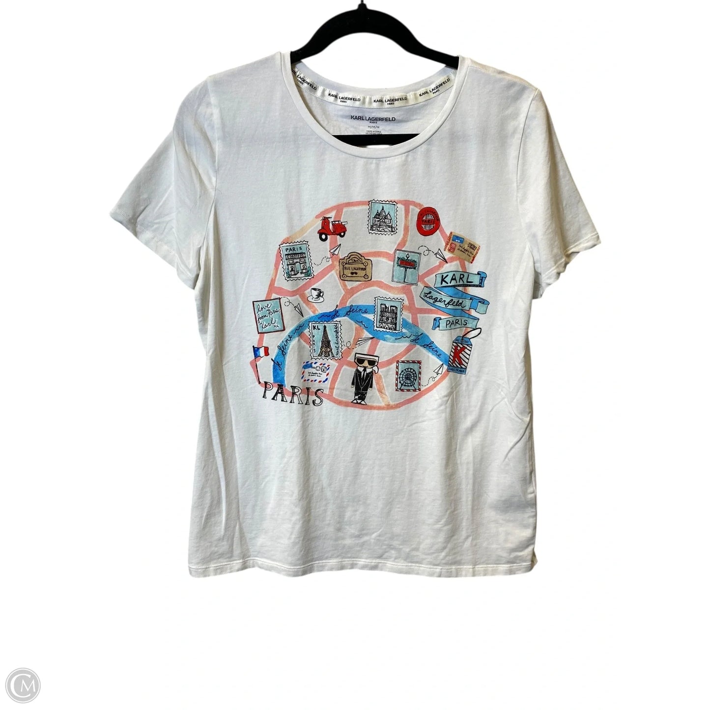 Top Short Sleeve Designer By Karl Lagerfeld In White, Size: M