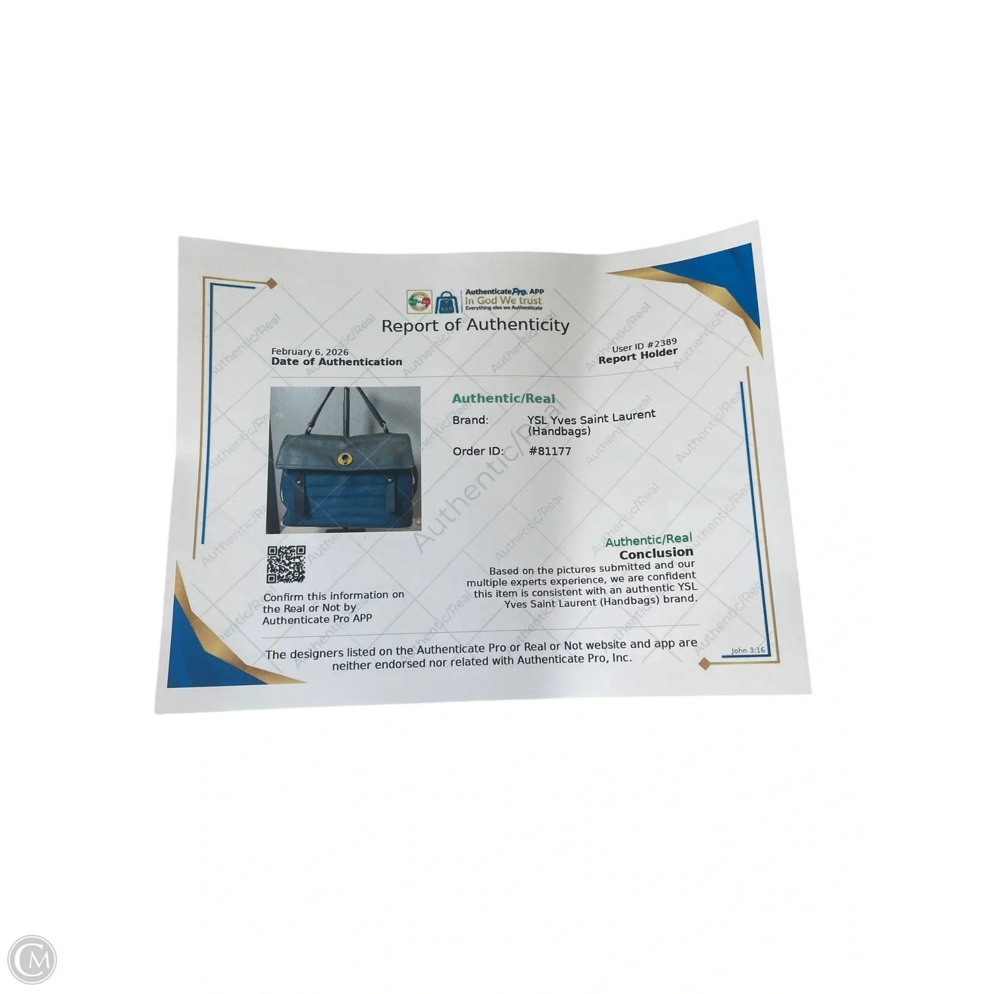 Handbag Luxury Designer By Yves Saint Laurent, Size: Large