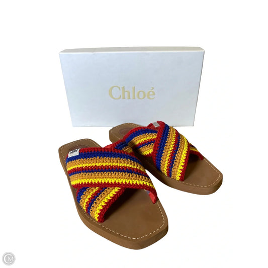 Sandals Luxury Designer By Chloe In Multi-colored, Size: 7.5