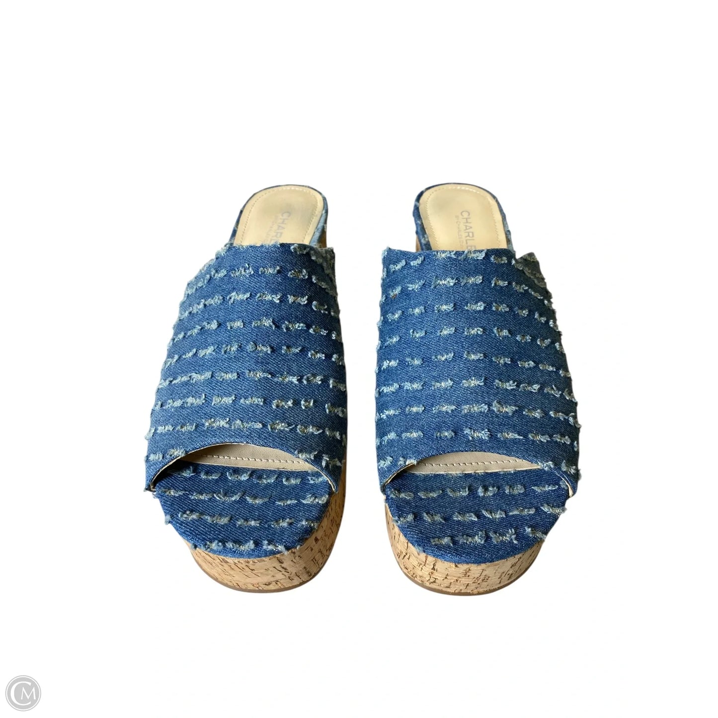 Sandals Heels Wedge By Charles By Charles David In Blue Denim, Size: 9.5