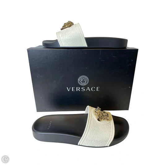 Sandals Luxury Designer By Versace In Cream, Size: 8.5