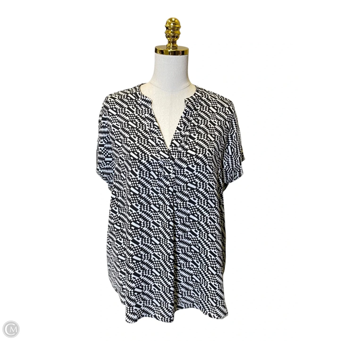 Top Short Sleeve By Maison Damelie In Black & White, Size: L