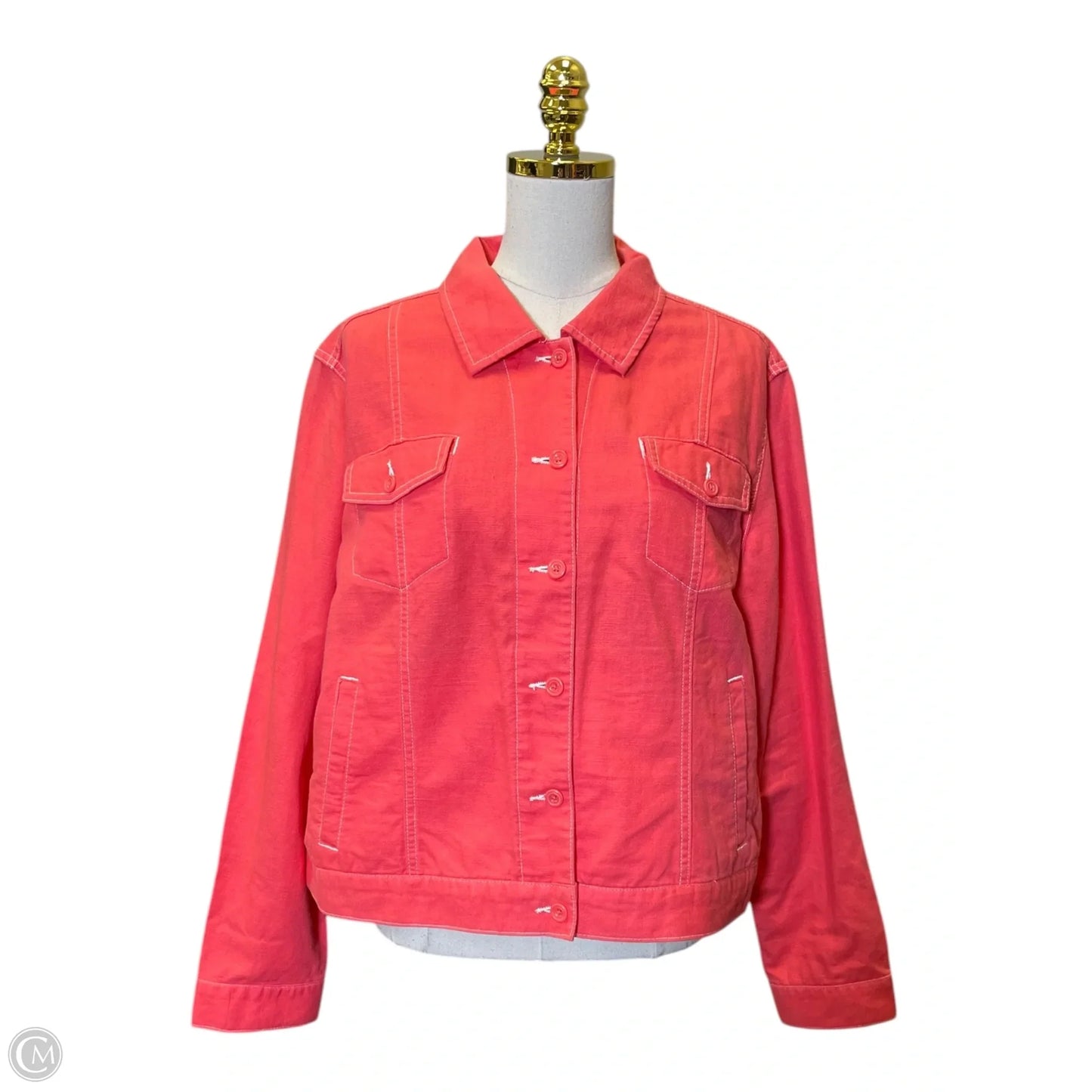 Jacket Denim By Eddie Bauer In Coral, Size: Xl
