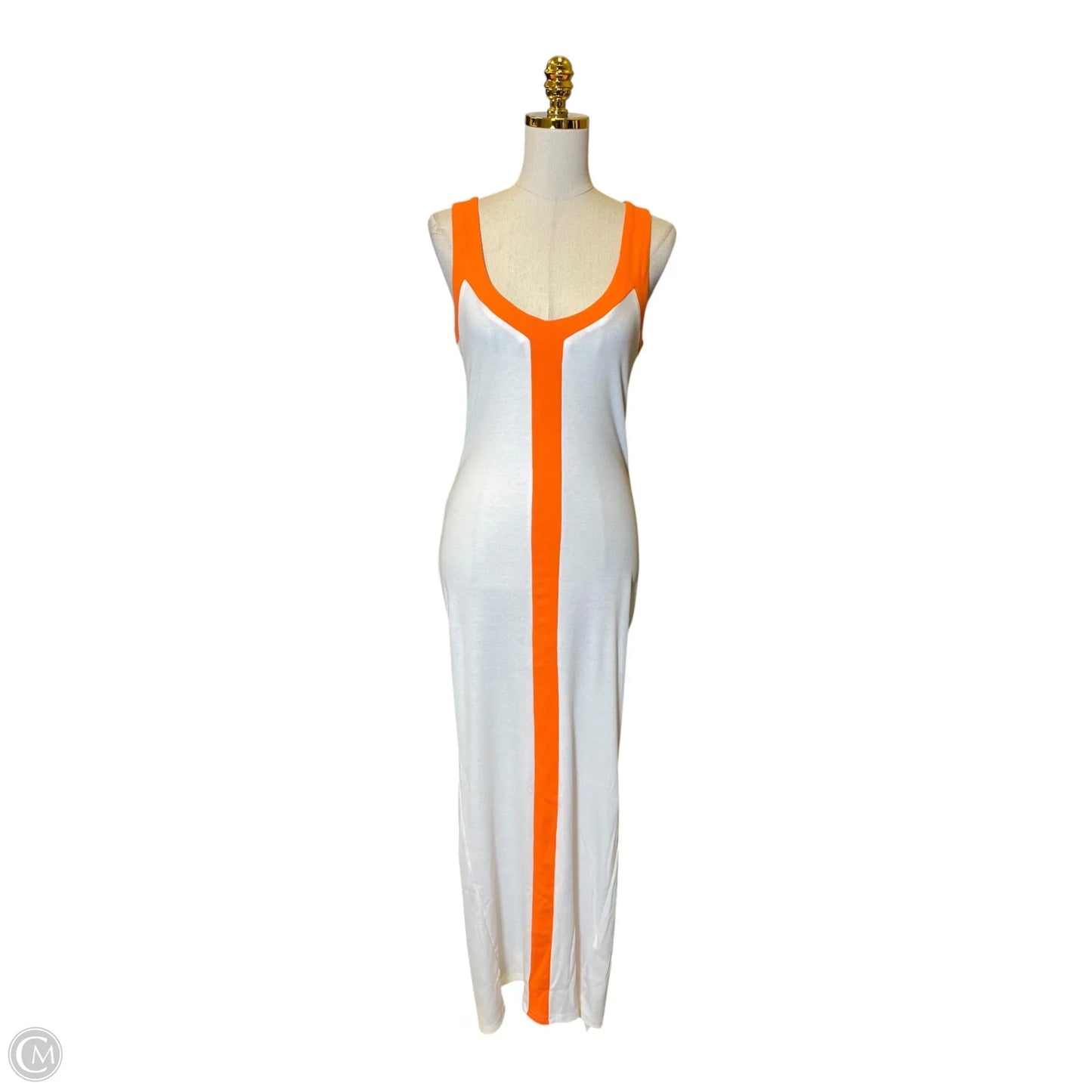 Dress Casual Maxi By Micas In Orange & White, Size: M