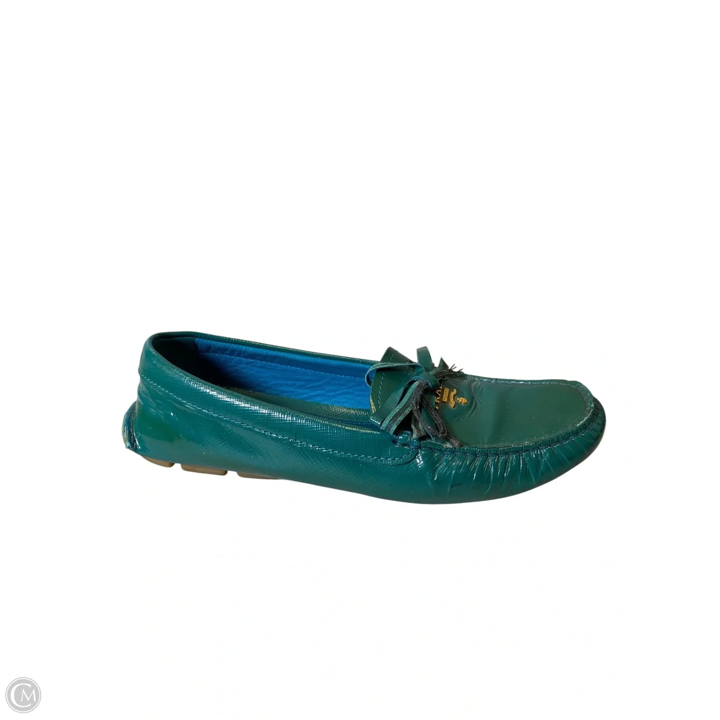 Shoes Luxury Designer By Prada In Green, Size: 5.5