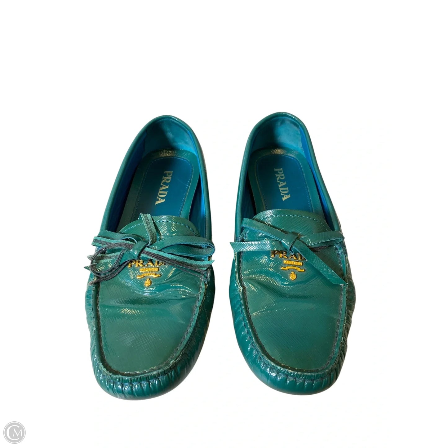 Shoes Luxury Designer By Prada In Green, Size: 5.5