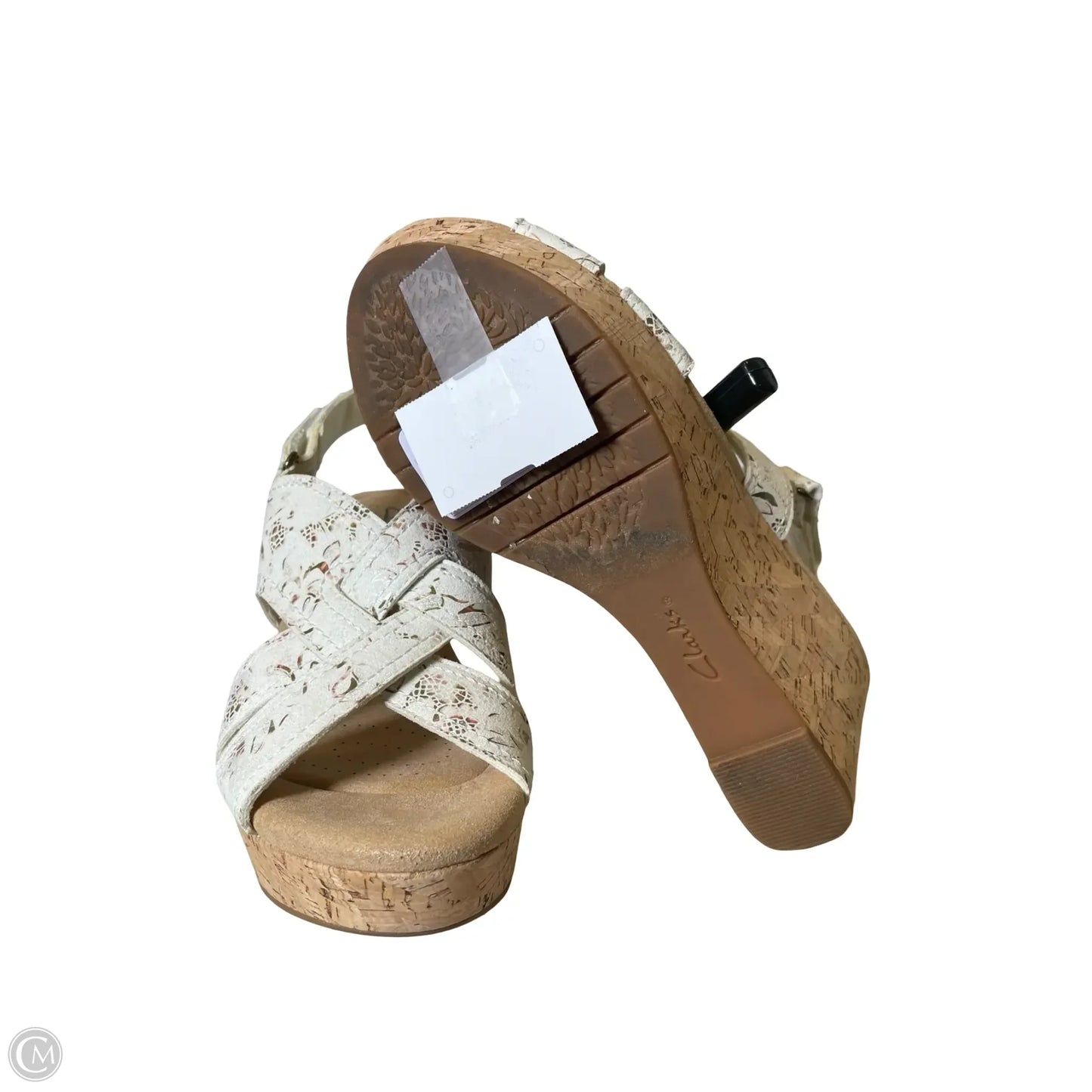 Sandals Heels Wedge By Clarks In White, Size: 7.5