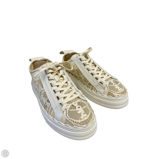 Shoes Luxury Designer By Chloe In Cream, Size: 7.5