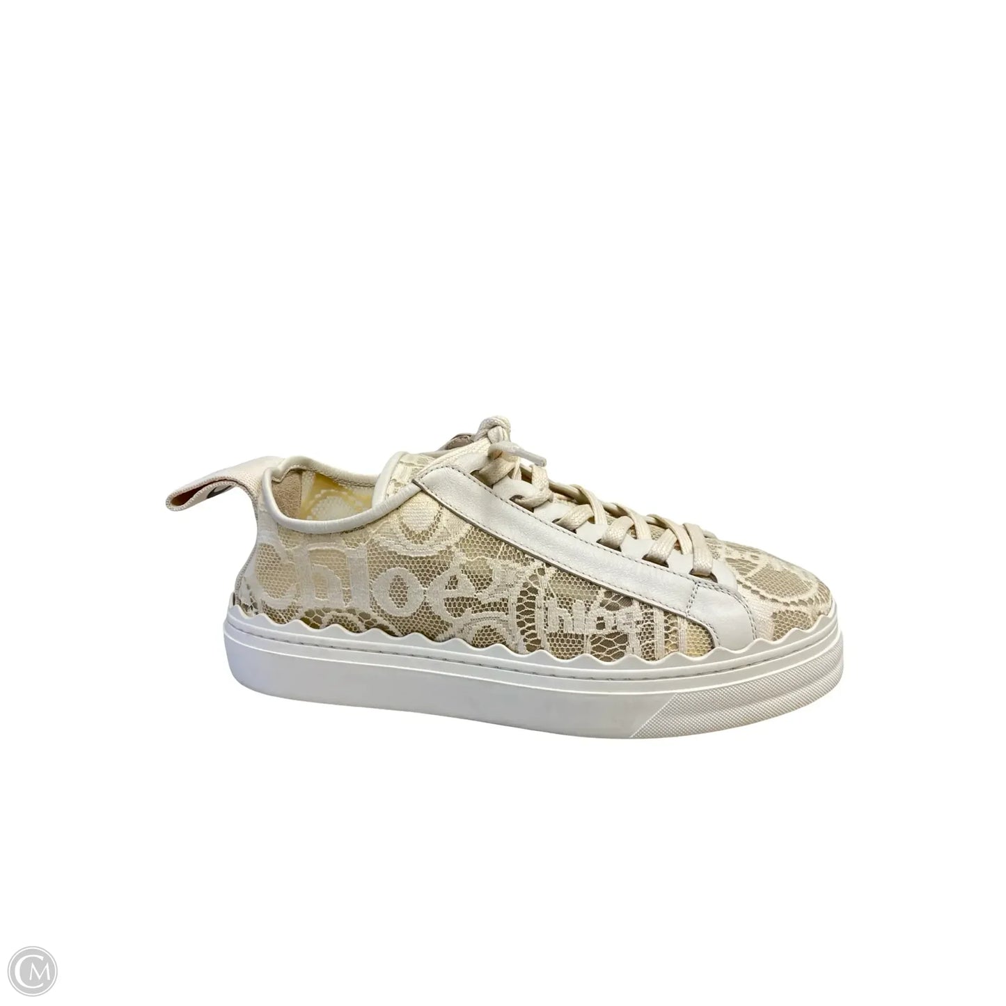 Shoes Luxury Designer By Chloe In Cream, Size: 7.5