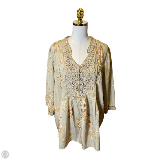 Top 3/4 Sleeve By Roamans In Floral Print, Size: 20