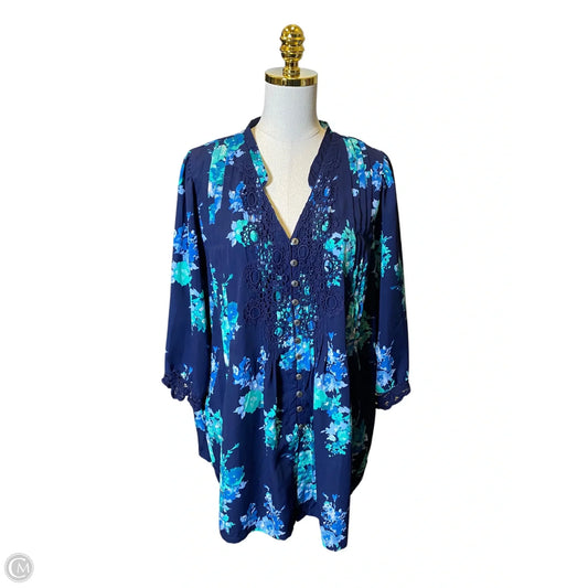 Top 3/4 Sleeve By Roamans In Multi-colored, Size: 20
