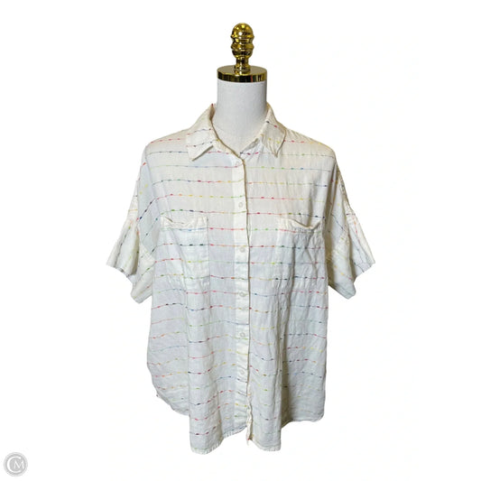 Blouse Short Sleeve By Madewell In Multi-colored, Size: M
