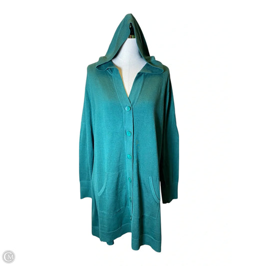 Sweater Cardigan By Isaac Mizrahi In Green, Size: 2x