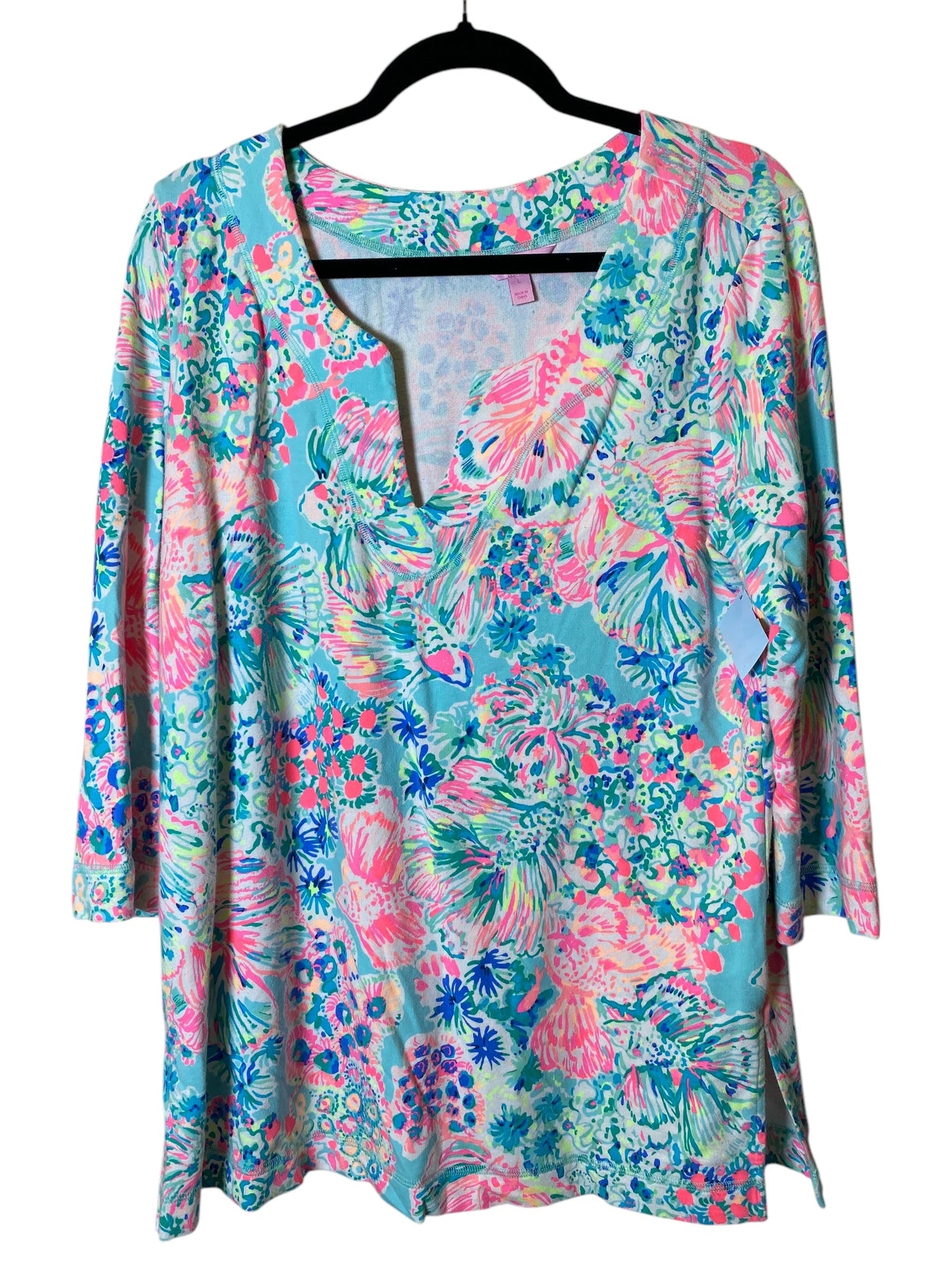 Top 3/4 Sleeve By Lilly Pulitzer In Multi-colored, Size: L