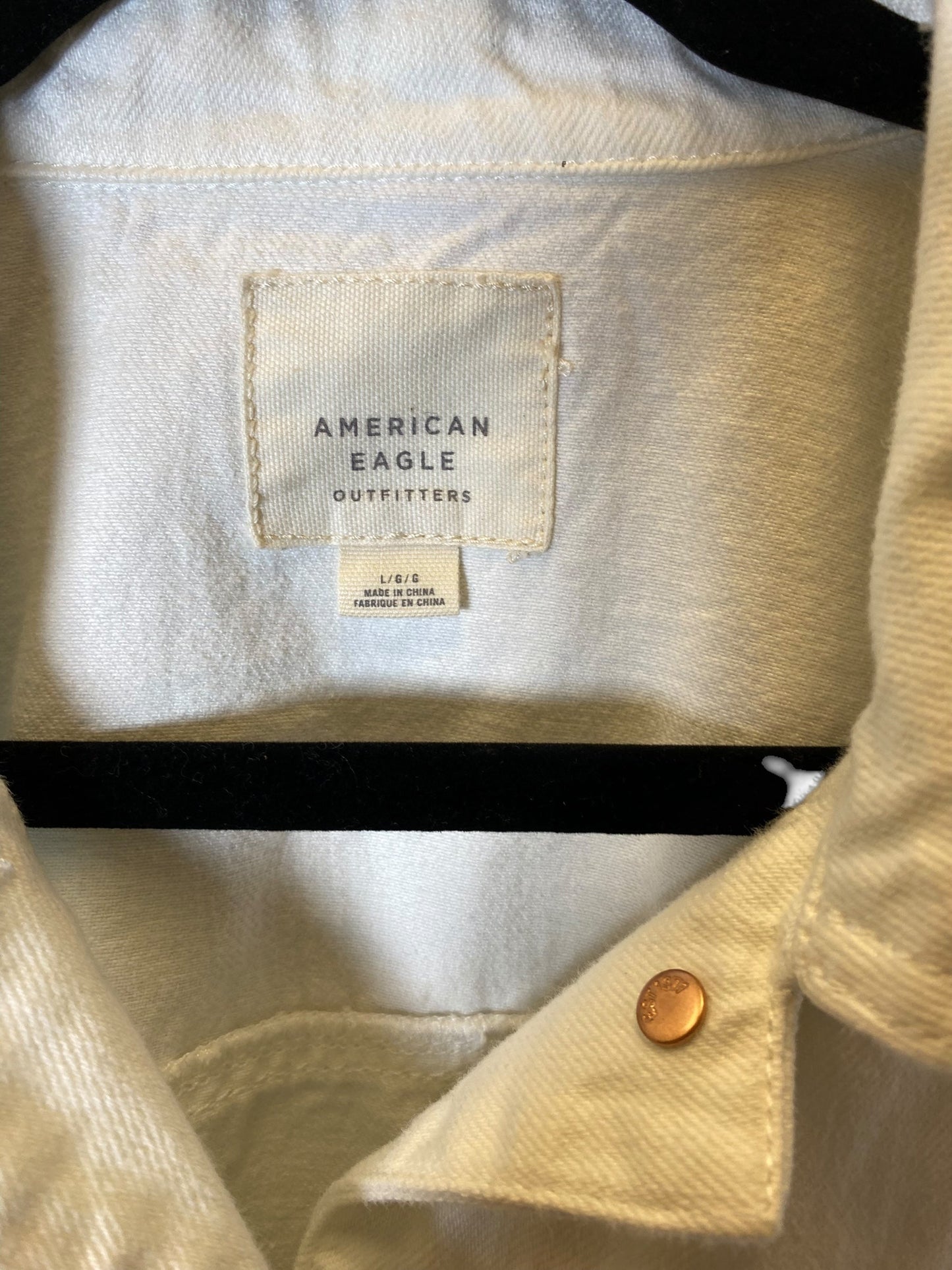 Jacket Denim By American Eagle In White, Size: L