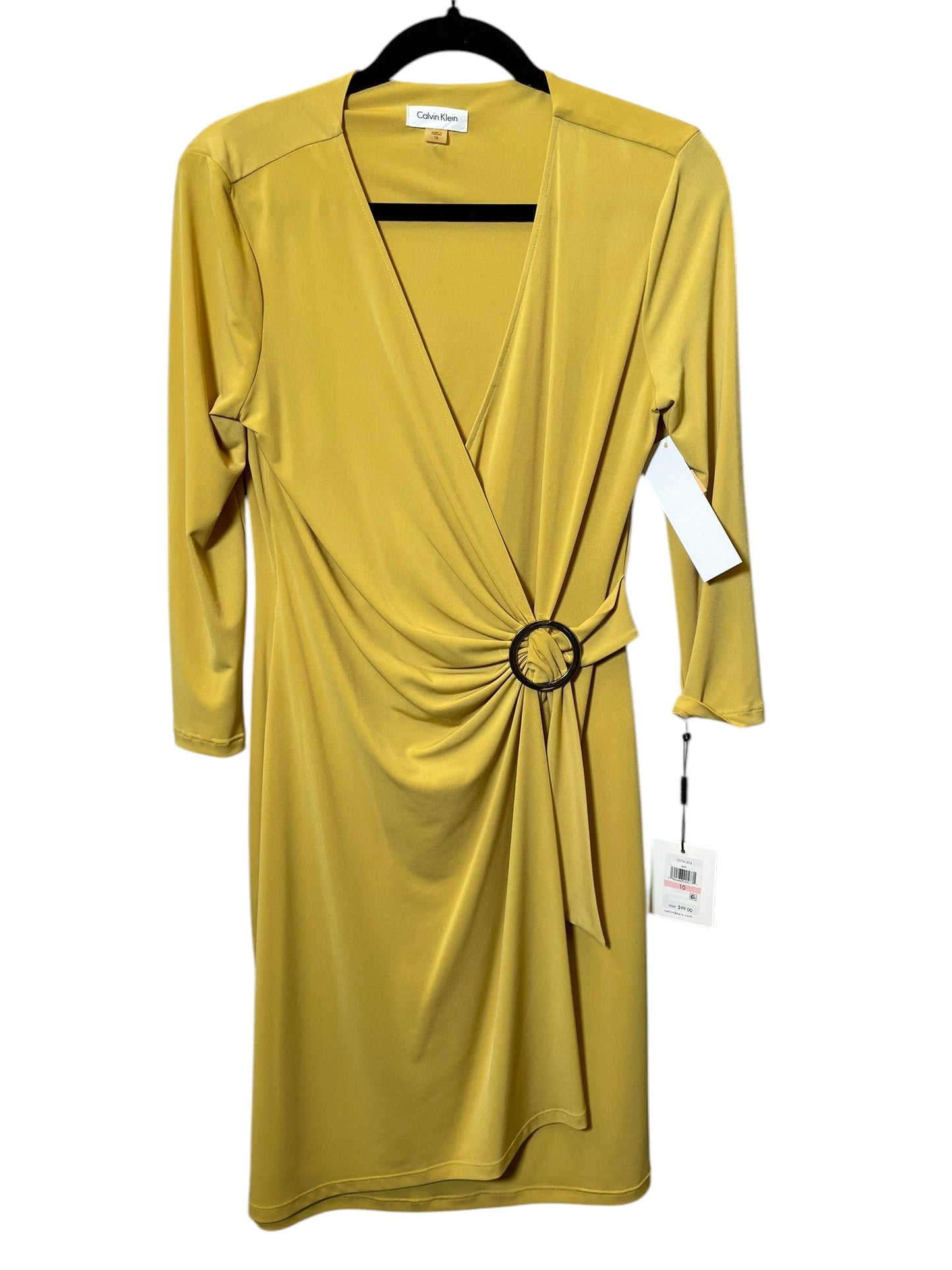 Dress Work By Calvin Klein In Yellow, Size: 10