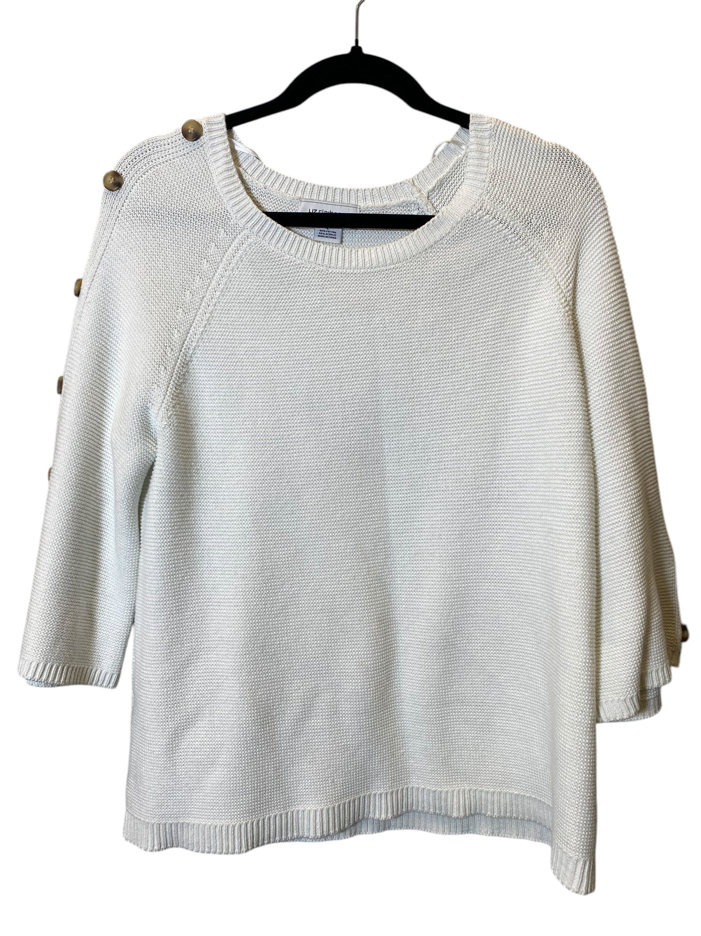 Sweater By Liz Claiborne In White, Size: L