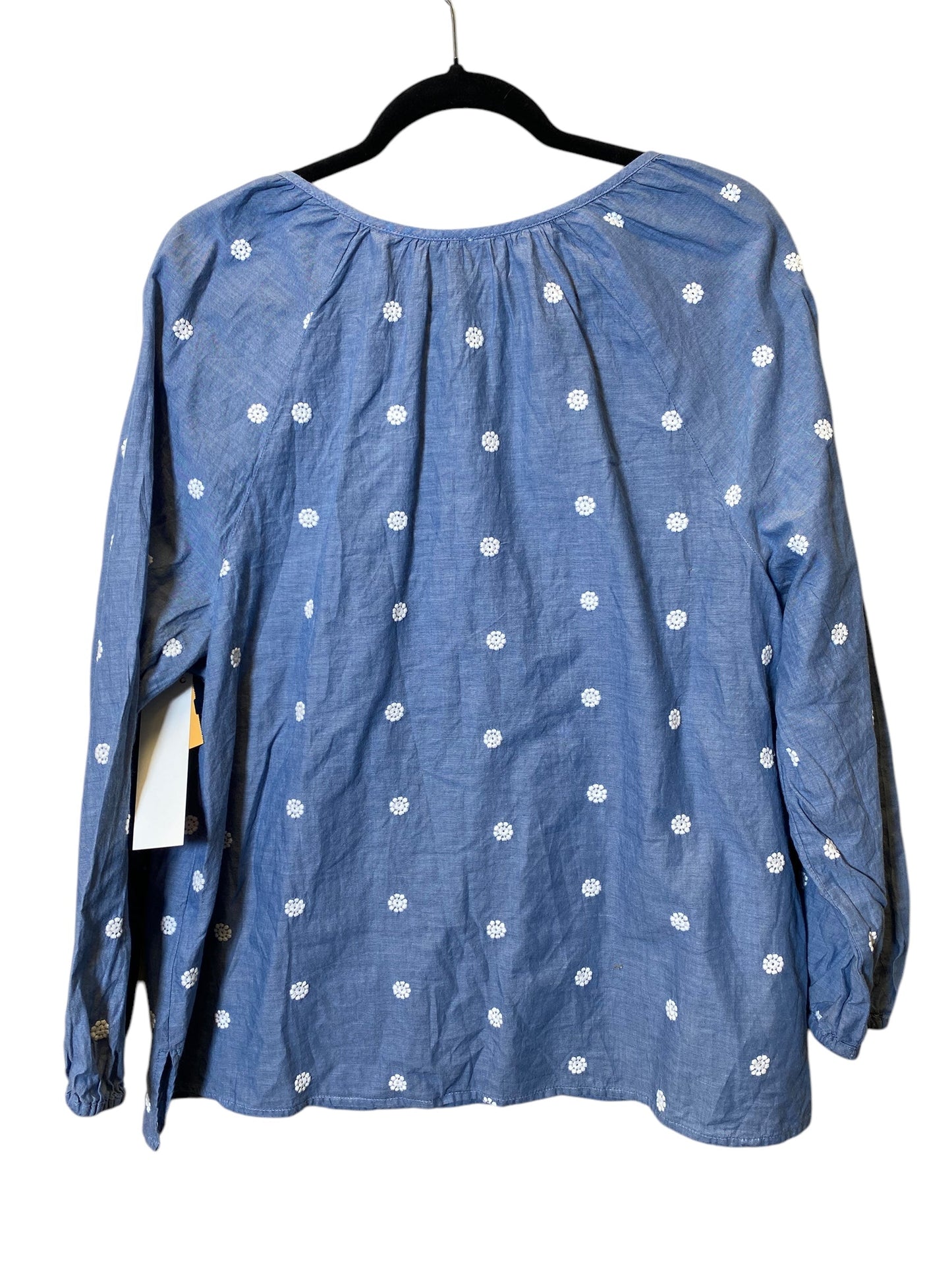 Top Long Sleeve By Talbots In Blue & White, Size: Xl