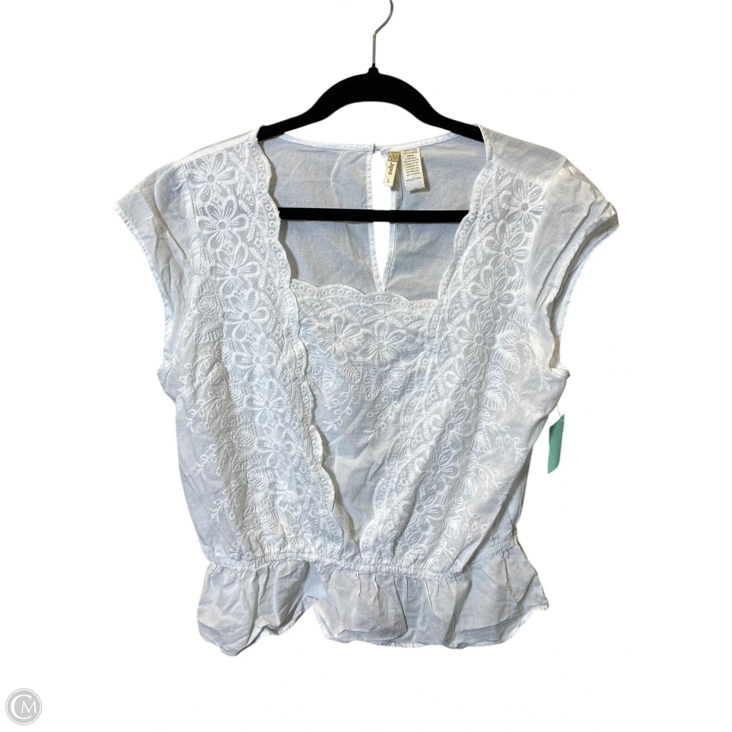 Top Short Sleeve By Japna In White, Size: L