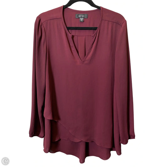 Top Long Sleeve By Karen Kane In Maroon, Size: M