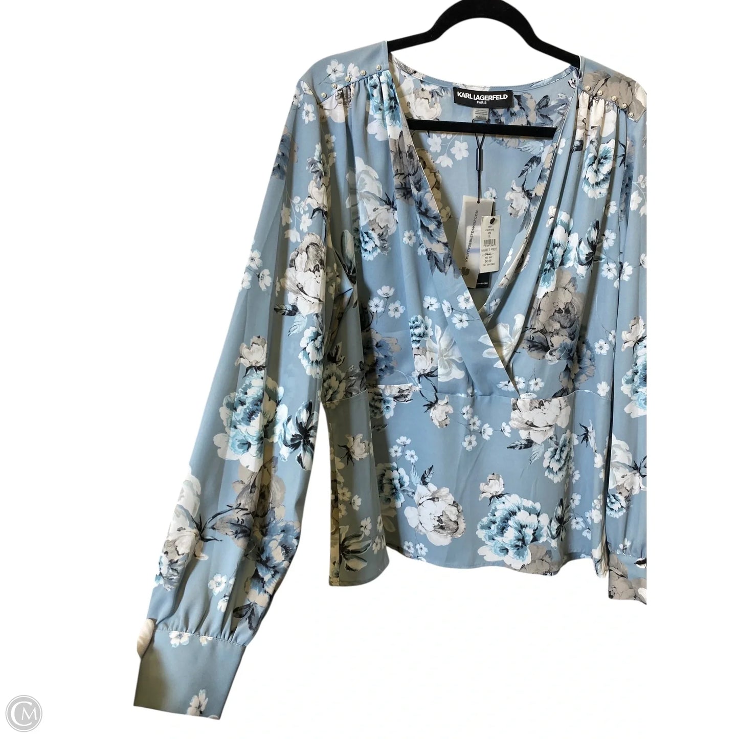 Top Long Sleeve Designer By Karl Lagerfeld In Floral Print, Size: Xl