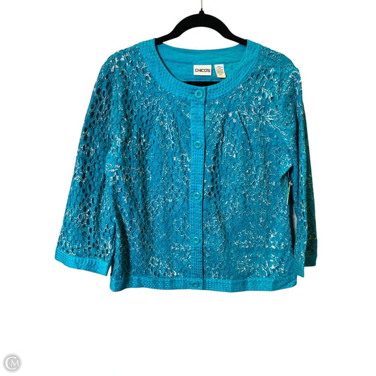Sweater Cardigan By Chicos In Teal, Size: M