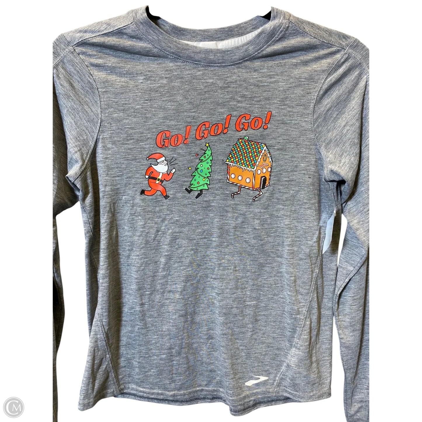 Top Long Sleeve By Brooks In Grey, Size: S