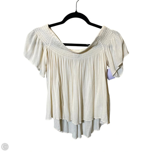 Blouse Short Sleeve By Forever 21 In Cream, Size: S