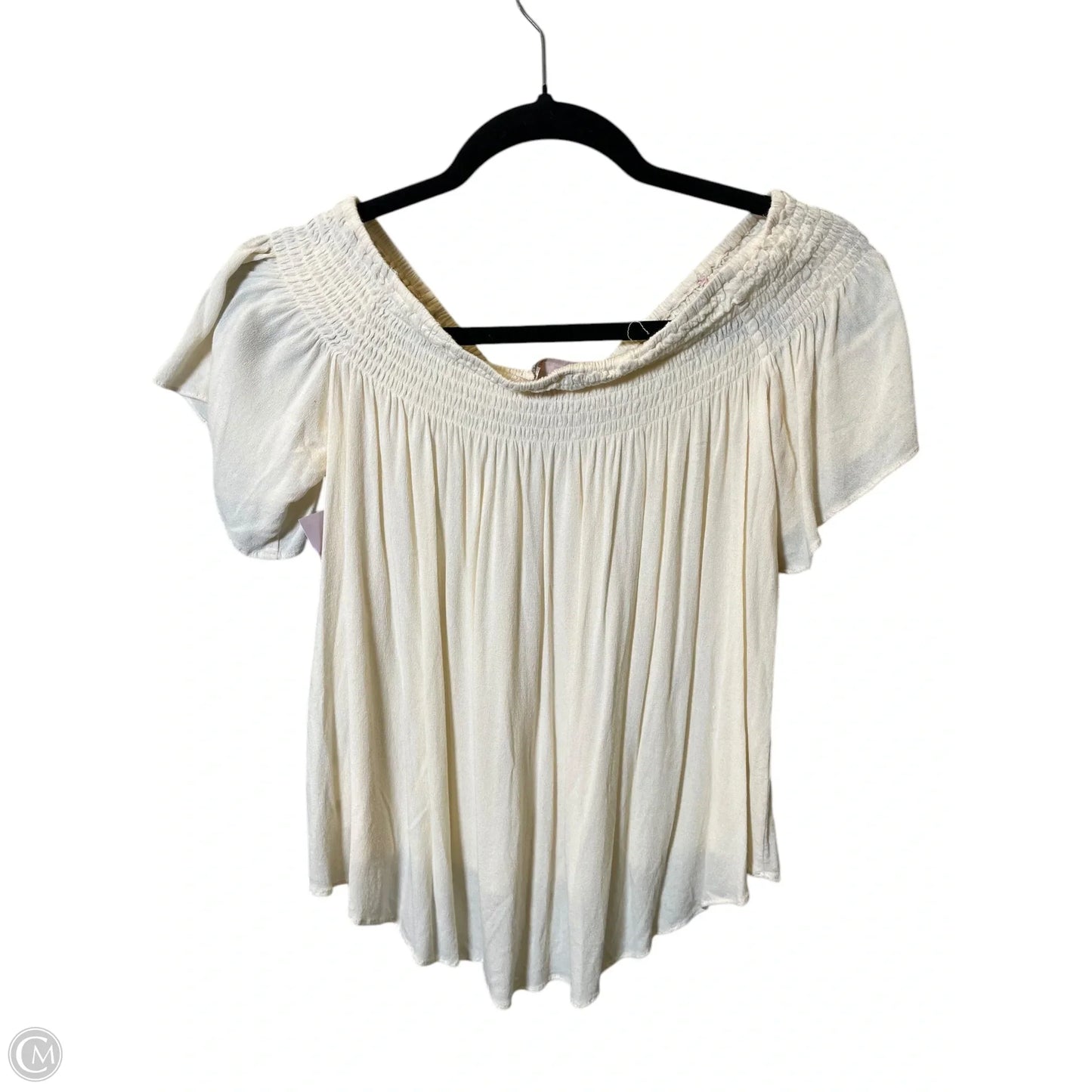 Blouse Short Sleeve By Forever 21 In Cream, Size: S