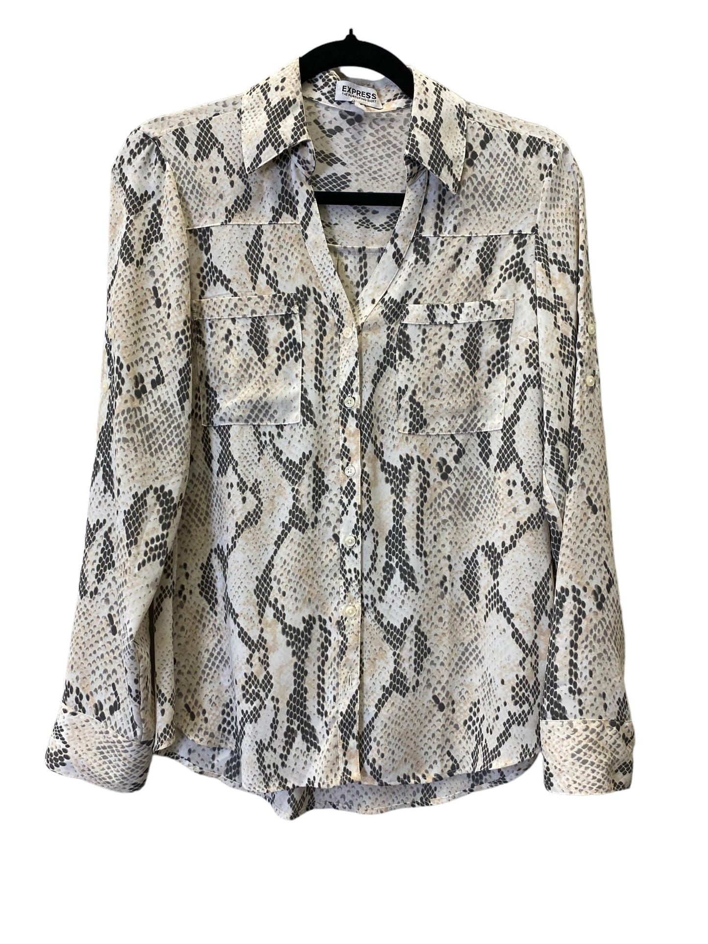 Animal Print Blouse Long Sleeve Express, Size S