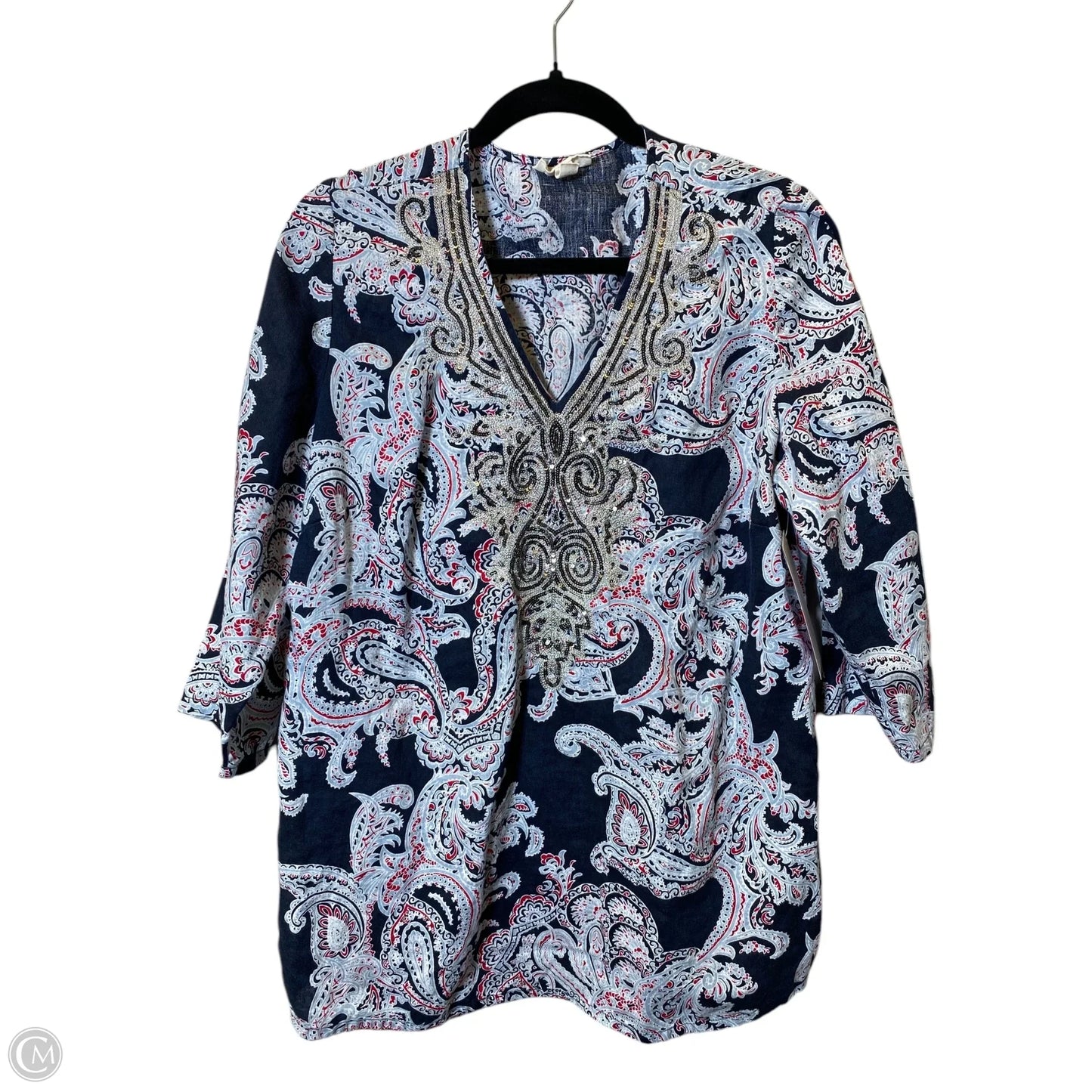 Top 3/4 Sleeve By Charter Club In Multi-colored, Size: 1x