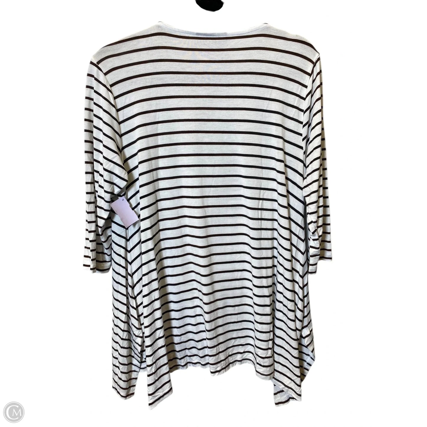 Top 3/4 Sleeve By Dana Buchman In Striped Pattern, Size: L