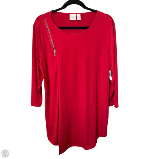 Top 3/4 Sleeve By Chicos In Red, Size: L