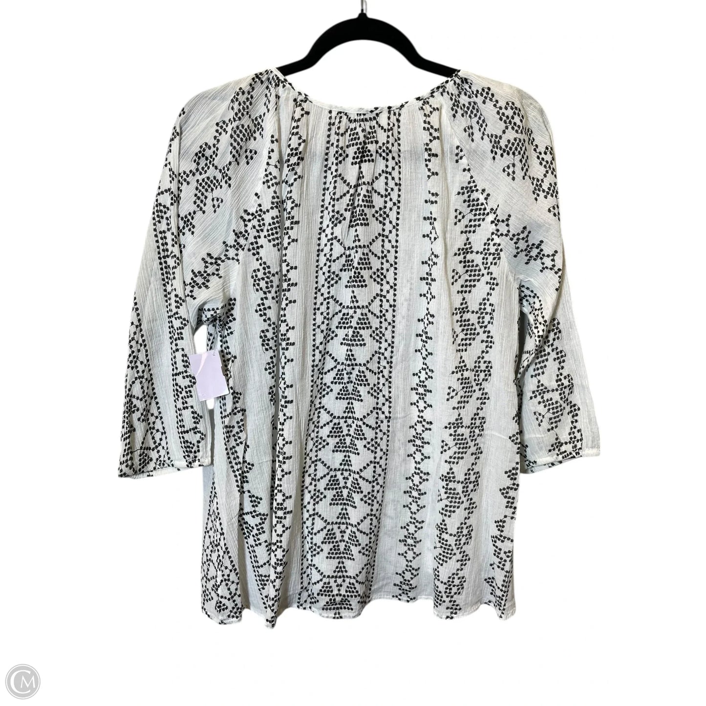 Top 3/4 Sleeve By Loft In Black & White, Size: M