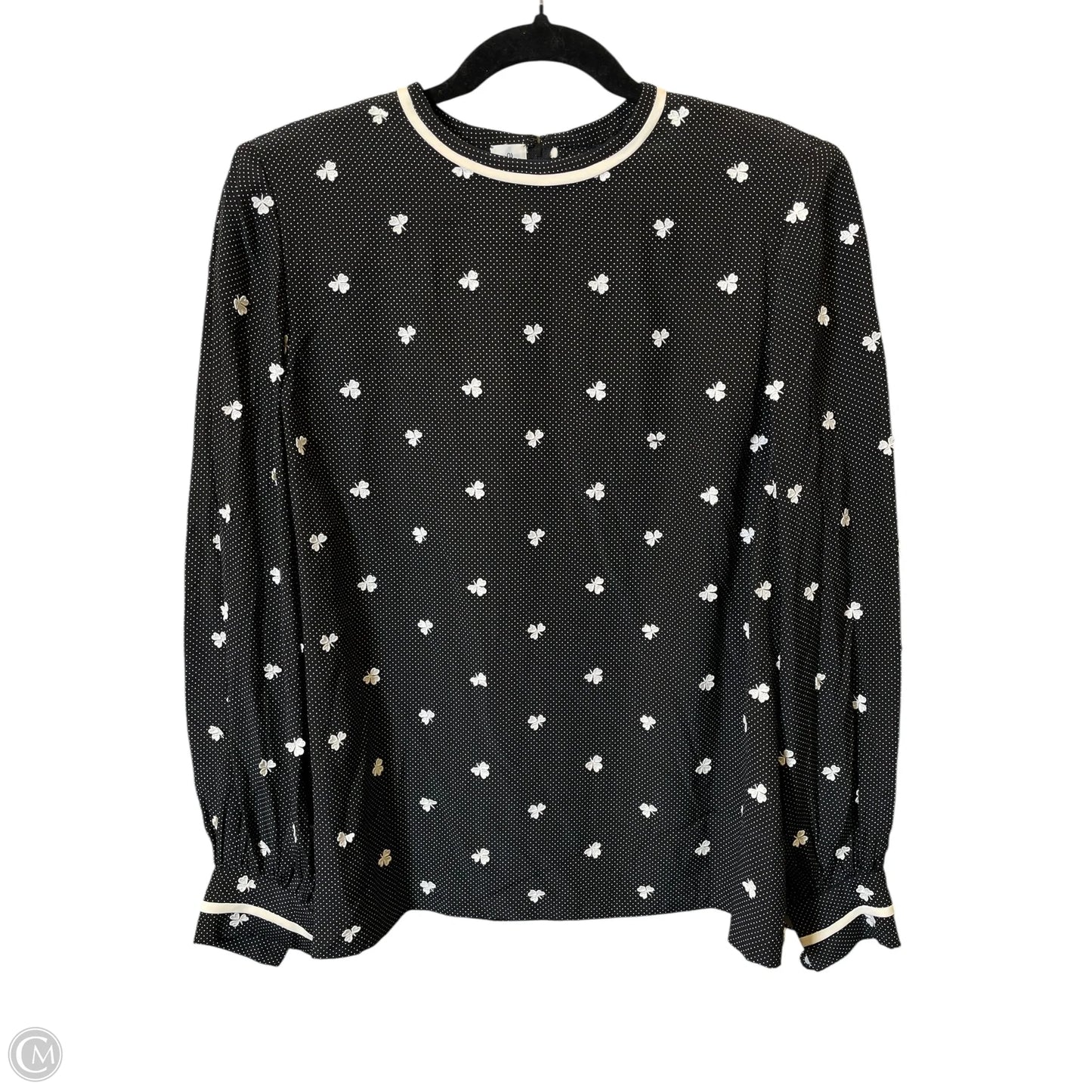 Top Long Sleeve Designer By Neiman Marcus In Black & White, Size: M