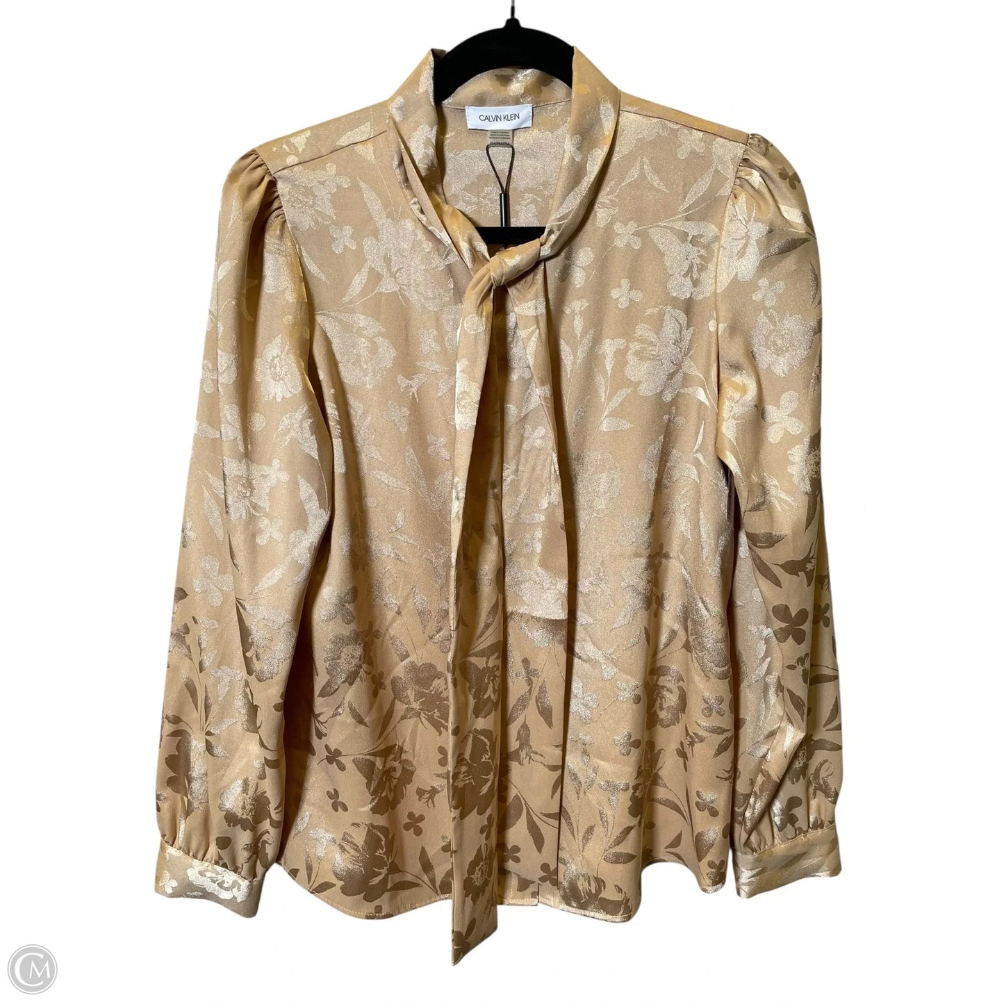Blouse Long Sleeve By Calvin Klein In Gold, Size: Mp