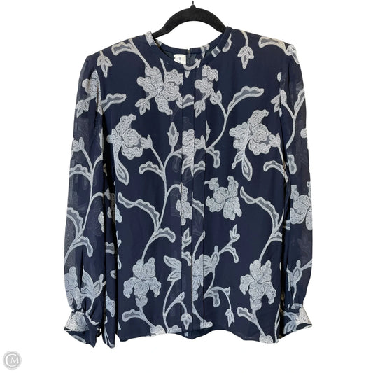 Top Long Sleeve Designer By Neiman Marcus In Blue & White, Size: L