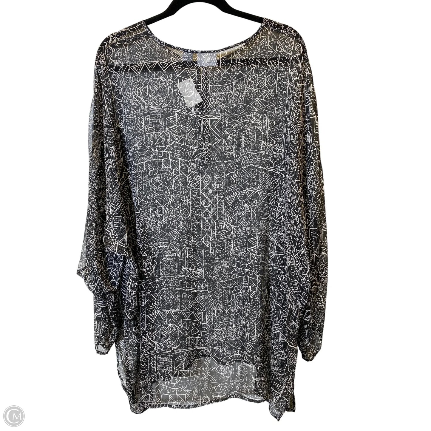 Top 3/4 Sleeve By Chicos In Black & White, Size: L