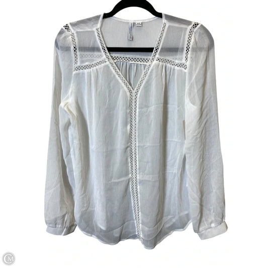 Top Long Sleeve By Katherine Barclay In White, Size: M