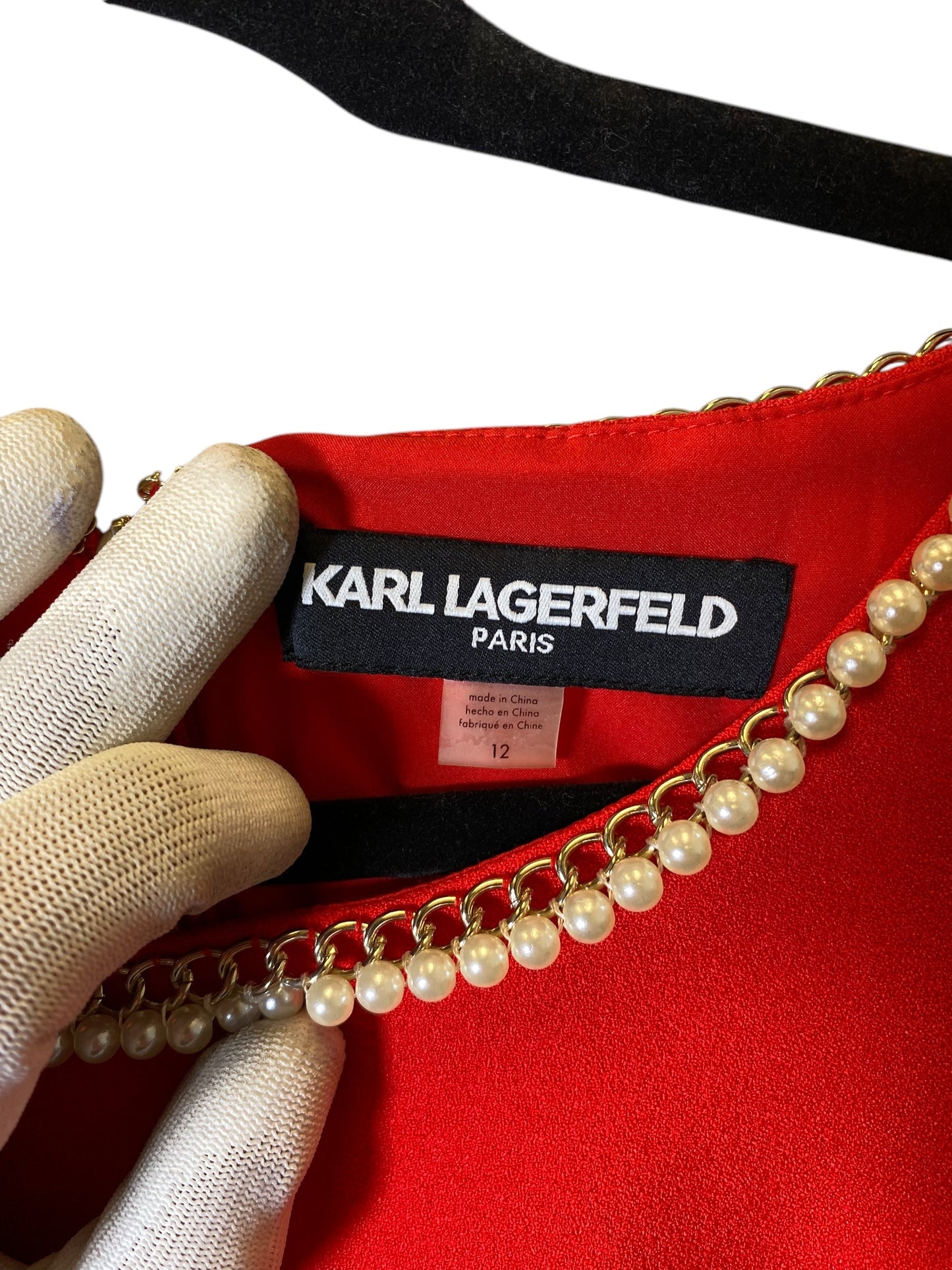 Dress Designer By Karl Lagerfeld In Red, Size: L